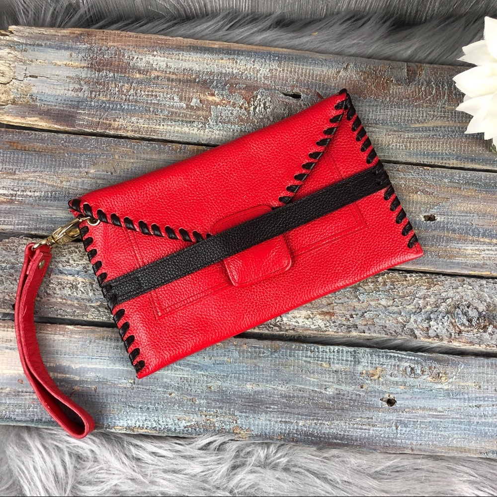B-low The Belt Clutch Handbag Wristlet Red Black